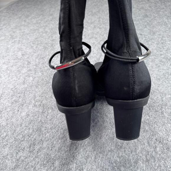 Madeline Women's 6M Black Square Toe Chunky Heel Sock Boot - Picture 5 of 5